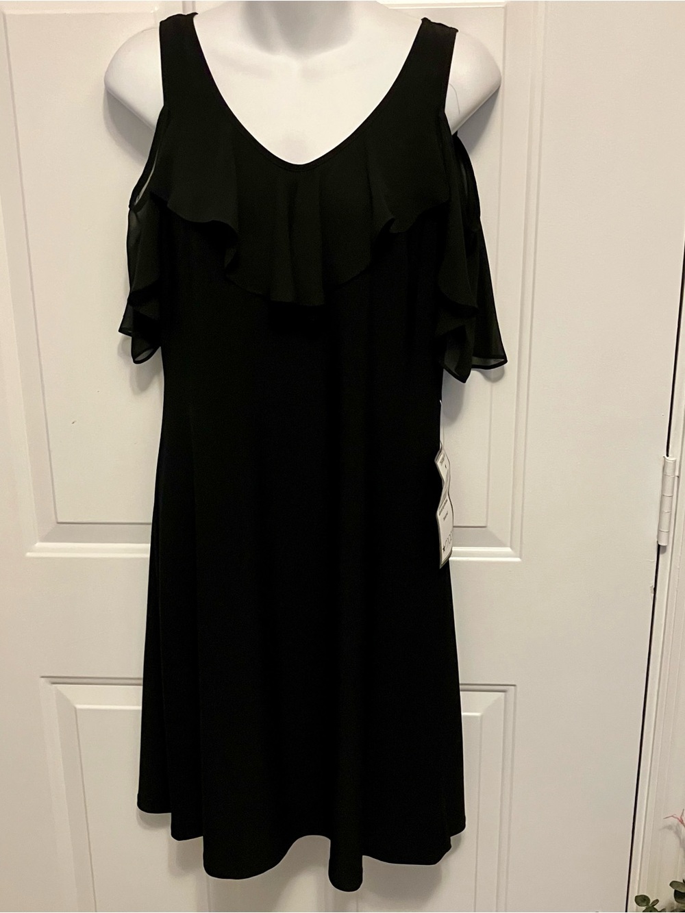 NWT MSK Black Ruffle Formal Wedding Guest Dress Size Small